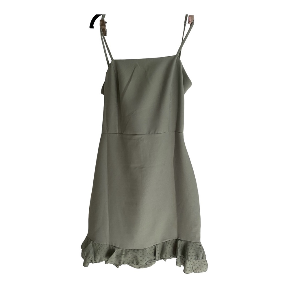 Mini Dress with flutter hem, tie back, Mint green, Sz 8 - Picture 3 of 4